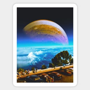 View Of Jupiter - Space Collage, Retro Futurism, Sci-Fi Sticker